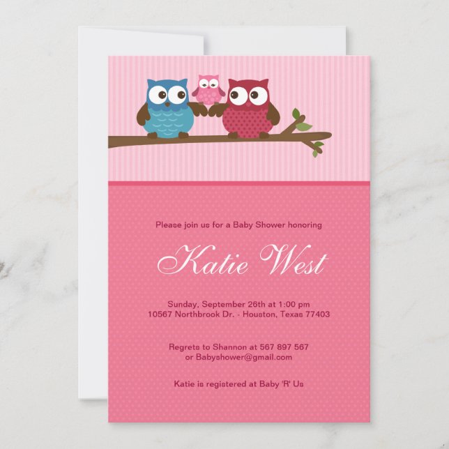 Invitation Baby shower Chic Owls (Devant)