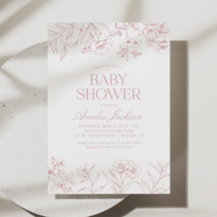 Invitation Baby shower chinois Vintage rose