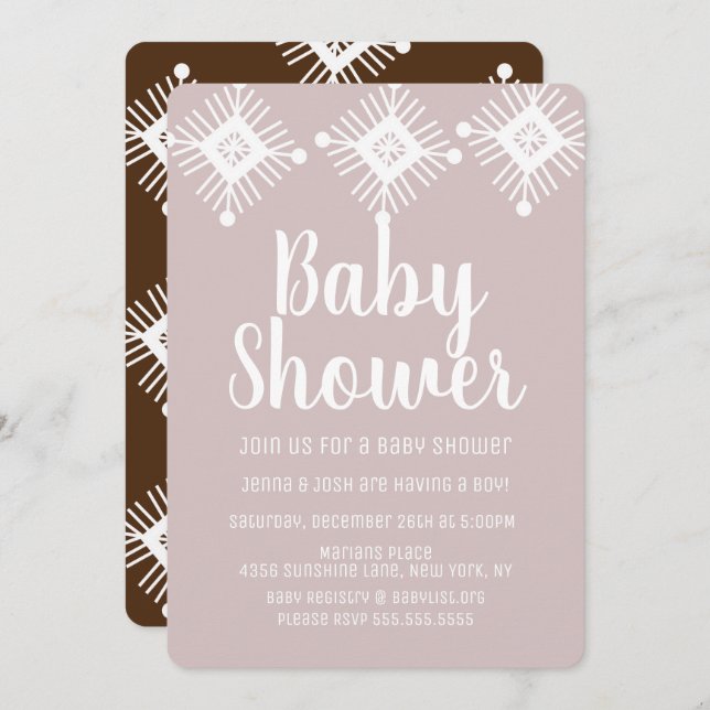 Invitation Baby shower Chocolat Chai Snowflake (Devant / Derrière)