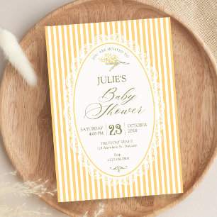 Invitation Baby shower choquette vintage jaune