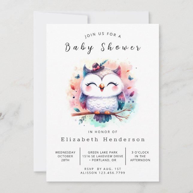 Invitation Baby shower chou élégant et modifiable (Devant)