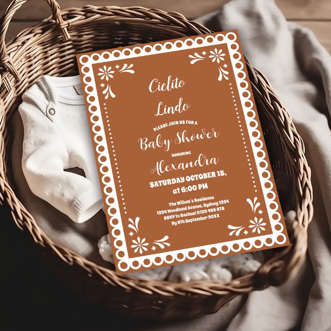 Invitation Baby shower Cielito Lindo mexicain en terre cuite (Créateur téléchargé)