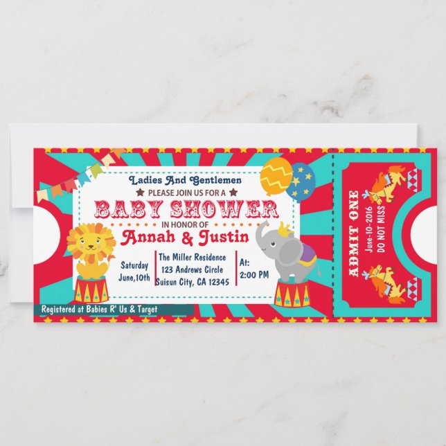 Invitation baby shower cirque (Devant)