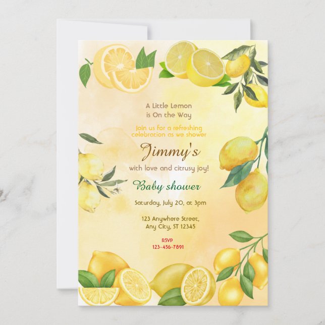Invitation Baby shower citron (Devant)
