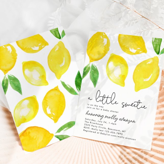 Invitation Baby shower citron aquarelle (Créateur téléchargé)