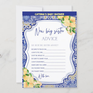 Invitation Baby shower Citron Carreaux Bleus - Nom modifiable