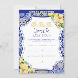Invitation Baby shower Citron Carreaux Bleus - Nom modifiable