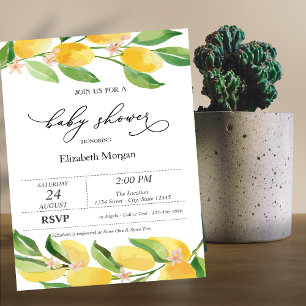 Invitation Baby Shower Citron Citrus Aquarelle