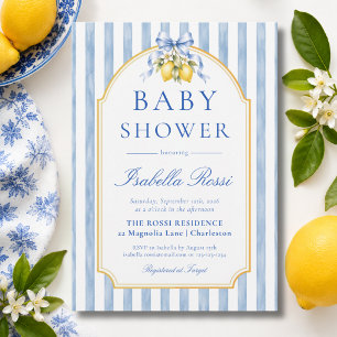 Invitation Baby Shower Citron Rayé de la Côte d'Amalfi