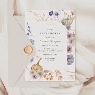 Invitation Baby shower citrouille à fleurs