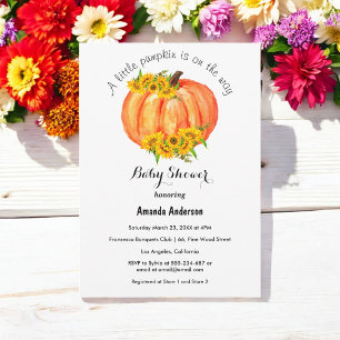 Invitation Baby shower citrouille Automne Orange Cute