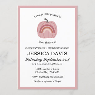 Invitation baby shower citrouille bébé fille