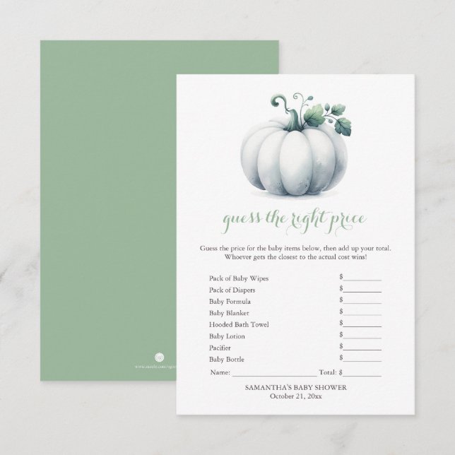 Invitation Baby shower Citrouille blanc - Devis de prix (Devant / Derrière)
