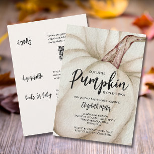 Invitation Baby shower Citrouille blanc tout en un
