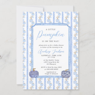 Invitation Baby shower Citrouille bleu automne