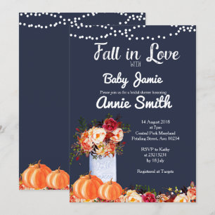 Invitation Baby shower Citrouille bleu marine