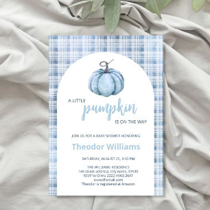 Invitation Baby shower Citrouille bleu Thème aut