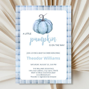 Invitation Baby shower Citrouille bleu Thème aut