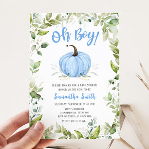 Invitation Baby shower Citrouille bleu verdoyant