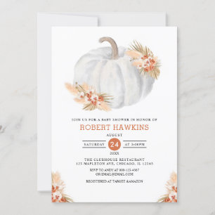 Invitation Baby shower Citrouille Boho Pampas