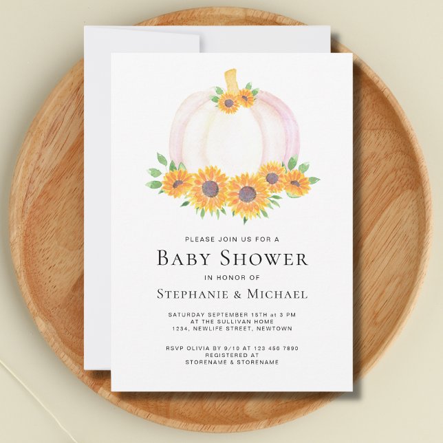 Invitation Baby shower citrouille Botanique Couples (Créateur téléchargé)