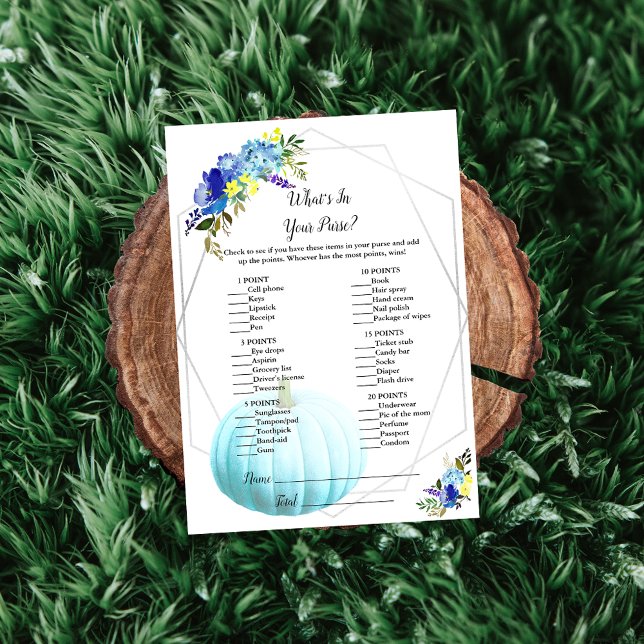 Invitation Baby shower citrouille ce qui est dans votre sac | (Créateur téléchargé)
