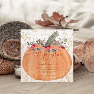 Invitation Baby shower citrouille d'aquarelle parties scintil