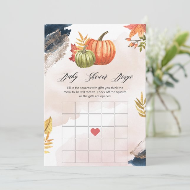 Invitation Baby shower Citrouille d'automne (Debout devant)