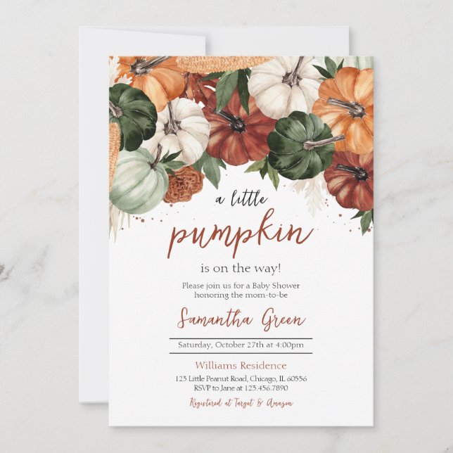 Invitation Baby shower Citrouille de Bourgogne (Devant)