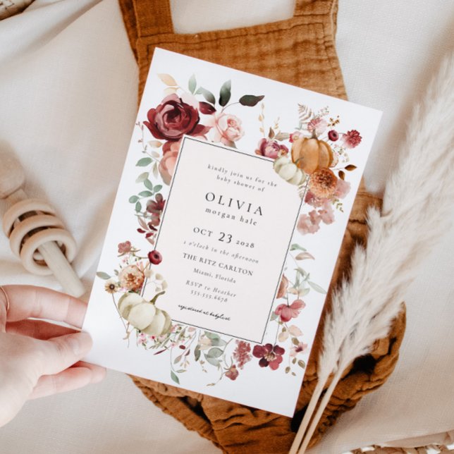 Invitation Baby shower Citrouille de Bourgogne d'automne (Créateur téléchargé)