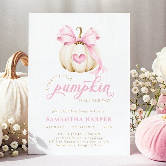 Invitation Baby shower Citrouille de Bow rose (Créateur téléchargé)