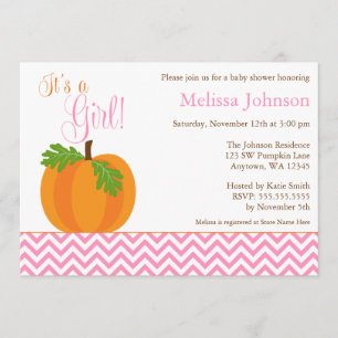 Invitation Baby shower Citrouille de Chevron Fall 