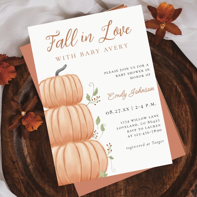 Invitation Baby shower Citrouille de Fall in Love (Créateur téléchargé)