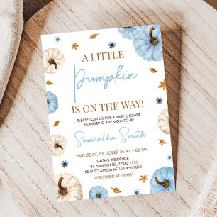 Invitation Baby shower Citrouille de la chute bleue