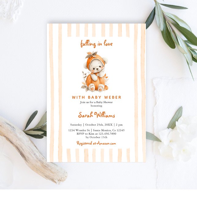 Invitation Baby shower Citrouille de l'ours d'automne (Créateur téléchargé)