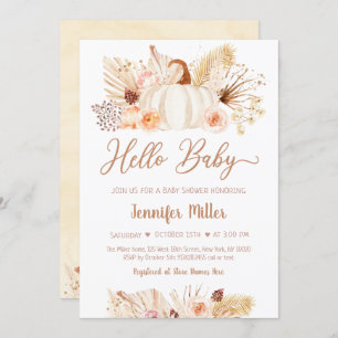 Invitation Baby shower Citrouille de tomme Pampas