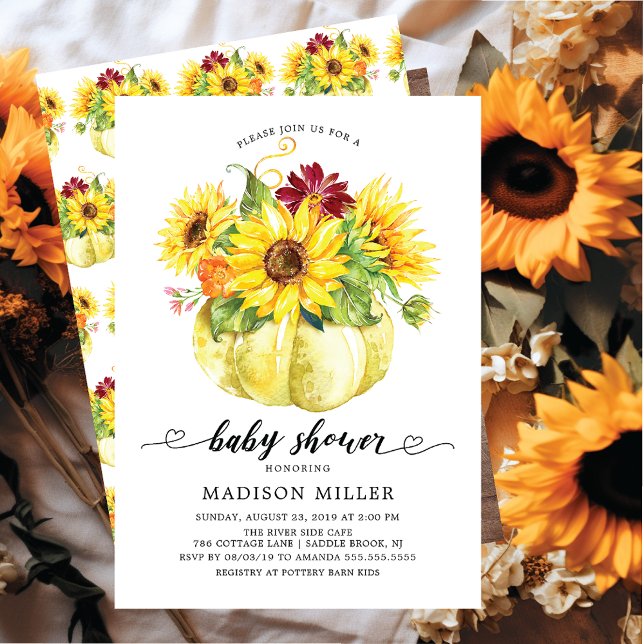 Invitation Baby shower Citrouille de tournesols d'automne (Créateur téléchargé)