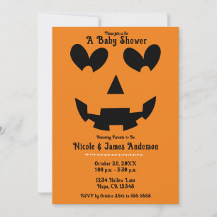 Invitation Baby Shower Citrouille d'Halloween aux Yeux en For