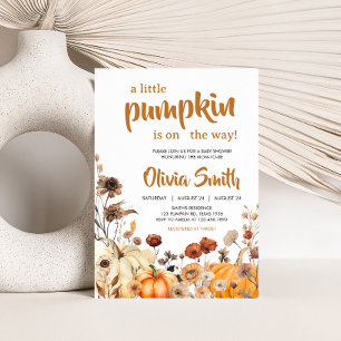 Invitation Baby shower Citrouille fleur sauvage d'automne
