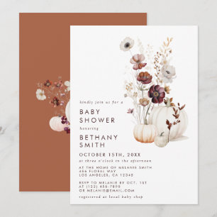 Invitation Baby shower Citrouille Fleur sauvage de Boho Autom