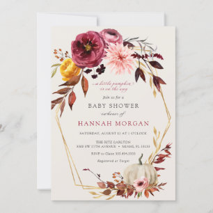 Invitation Baby shower Citrouille floral