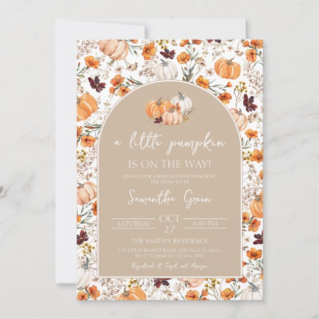 Invitation Baby shower Citrouille Girl Boho (Devant)