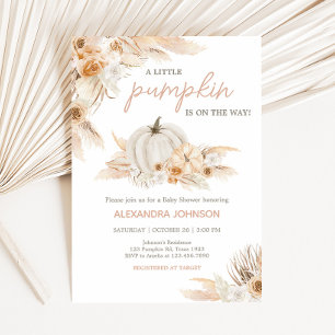 Invitation Baby shower Citrouille Neutral Boho