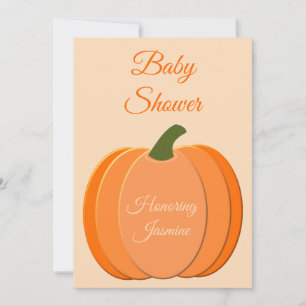 Invitation Baby shower Citrouille neutre genre mignon Orange