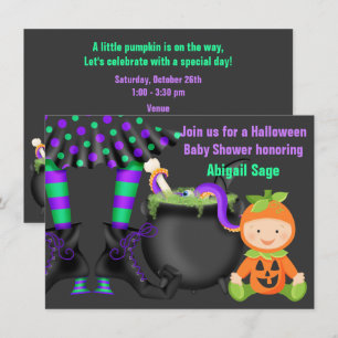 Invitation Baby shower Citrouille neutre pour Halloween migno