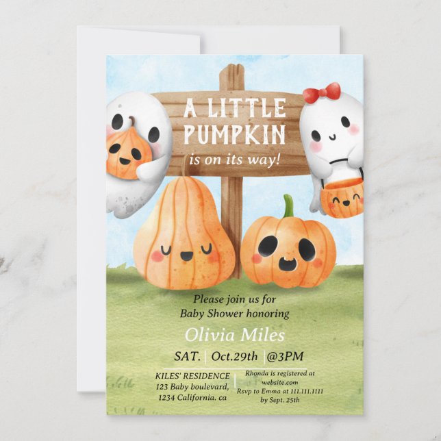 Invitation Baby shower Citrouille orange (Devant)