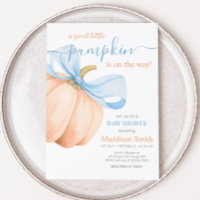 Baby Shower Citrouille Orange Ruban Bleu
