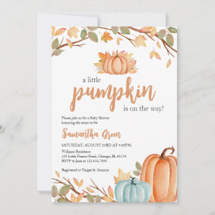 Invitation Baby shower Citrouille Orange vert