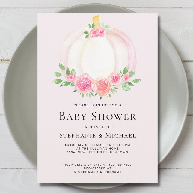 Invitation Baby shower Citrouille rose (Créateur téléchargé)