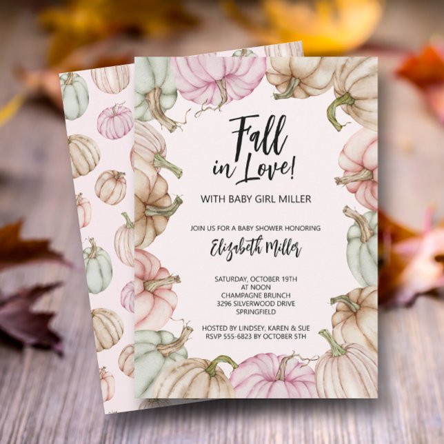 Invitation Baby shower Citrouille rose (Créateur téléchargé)
